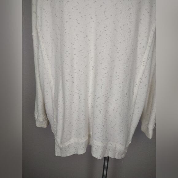 Knox Rose Sz XXL Oversized Pullover Cream V-neck Asymmetrical Raw Hem Sweater - Picture 5 of 13